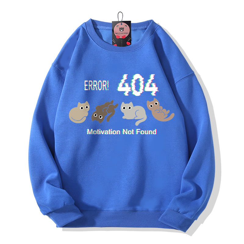 ERROR 404 MOTIVATION NOT FOUND Kitty Graphic Round Collar Sweatshirt - Blue - 5XL - image 1