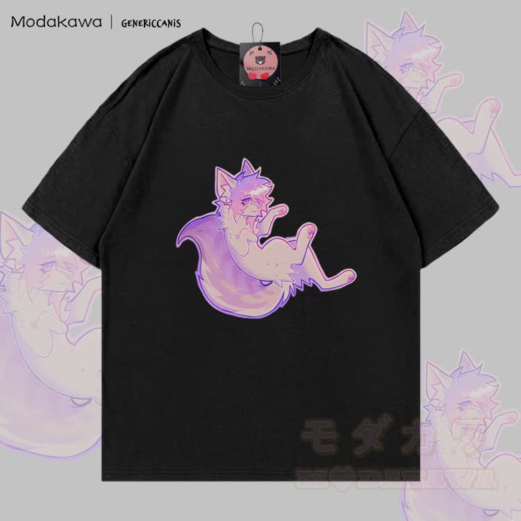 MODAKAWA X genericcanis Fox Graphic 100% Cotton T-shirt - Black - 5XL - image 2