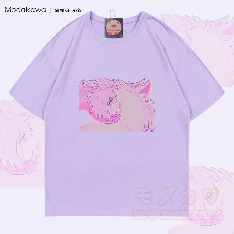 MODAKAWA X genericcanis Fox Graphic 100% Cotton T-shirt - Light Purple - 5XL - image 1