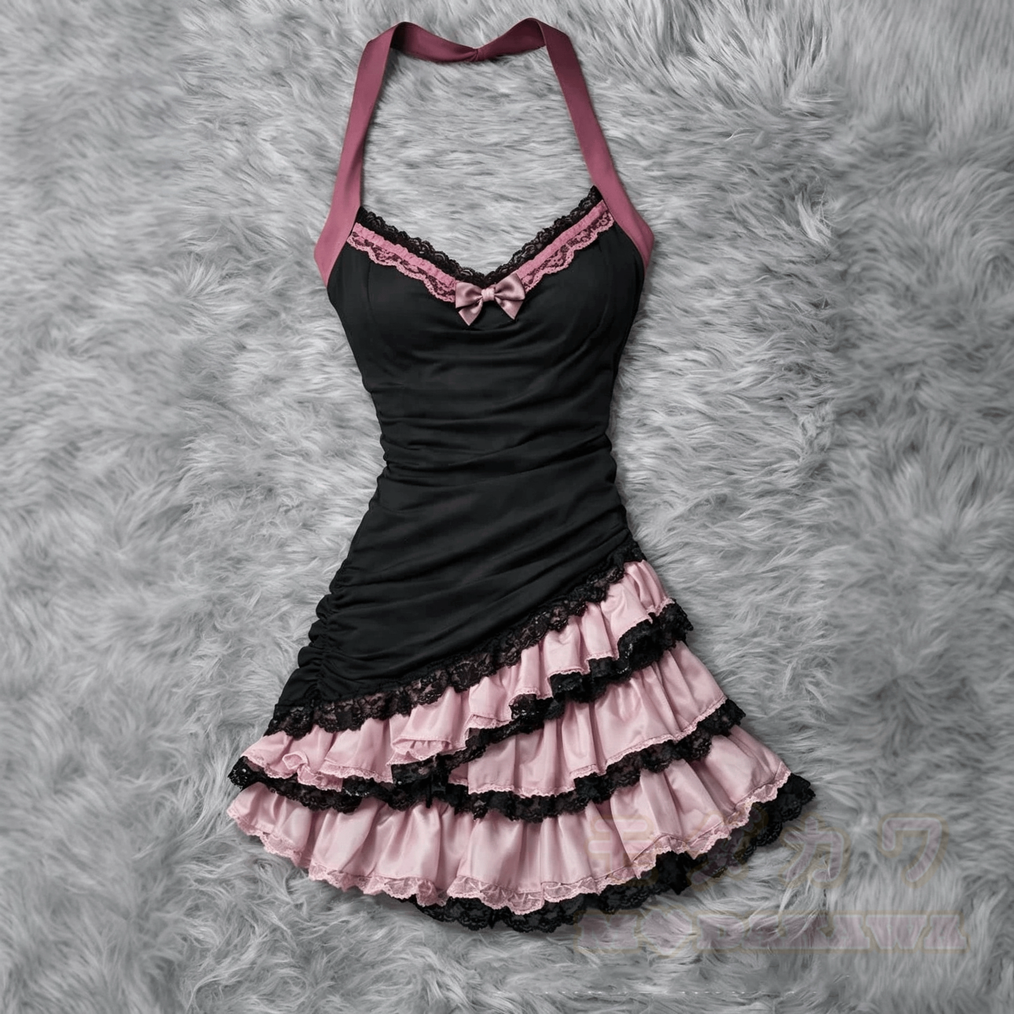 Gothic Halter Dress With Lace Trim Long Sleeve Shrug Two Pieces Set