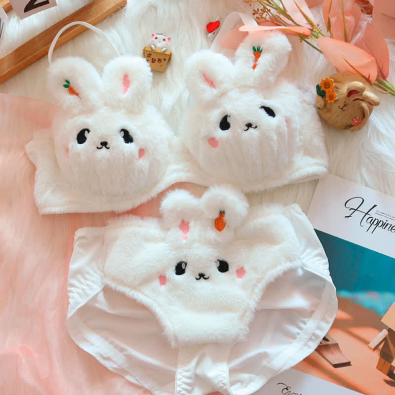 Kawaii Bunny Embroidery Plush Lingerie Set