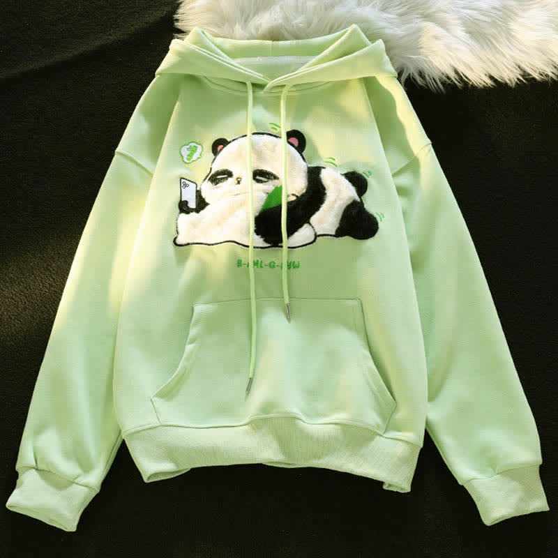 Panda Flocking Print Long Sleeve Sweatshirt