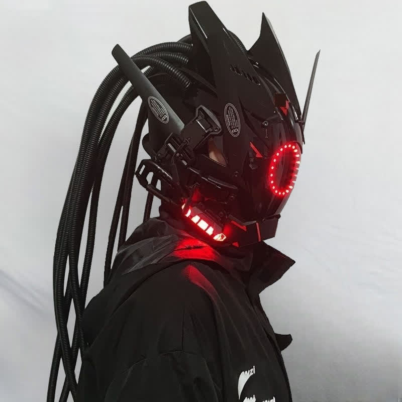 NEW Cyberpunk Helmet Mask with Light Halloween Helmet Cosplay Cyberpunk  Costume