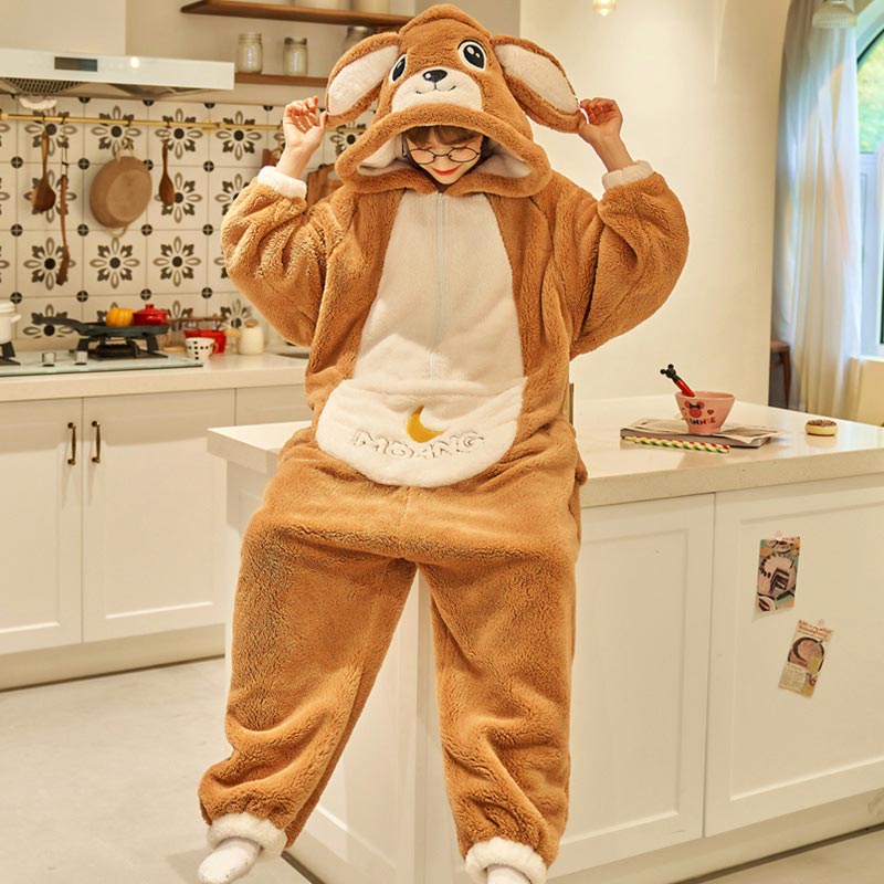 Cartoon Animal Plush Jumpsuit Pajamas