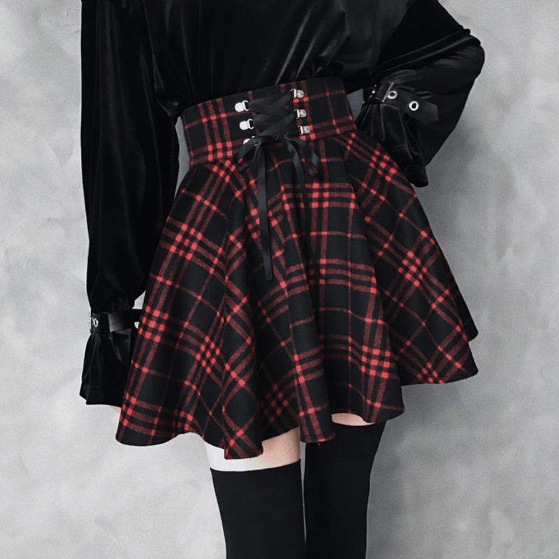 High waist hotsell plaid mini skirt