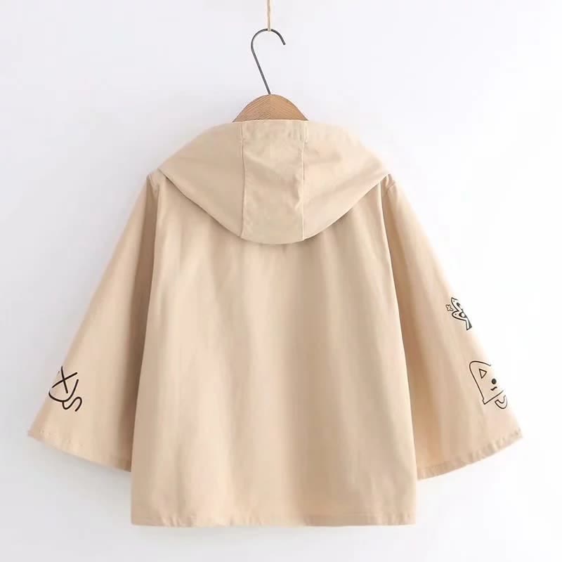 Women Poncho Cloak - Shark Prints Hooded Cape Coat