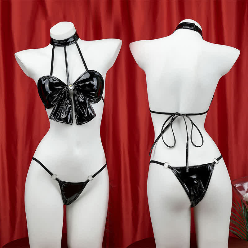 Women Lingerie 2 Piece Sexy Bra And Panty Sets Three-point Bowknot