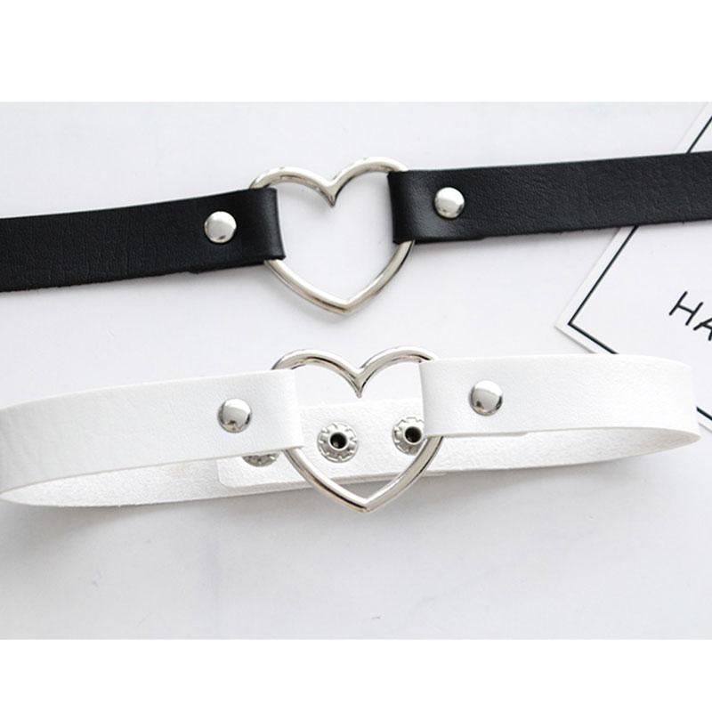 Love Heart Punk Leather Choker