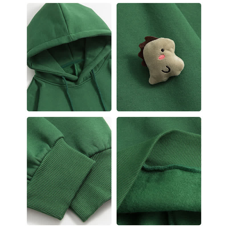 Cartoon Dinosaur Pocket Loose Plush Hoodie – MODAKAWA