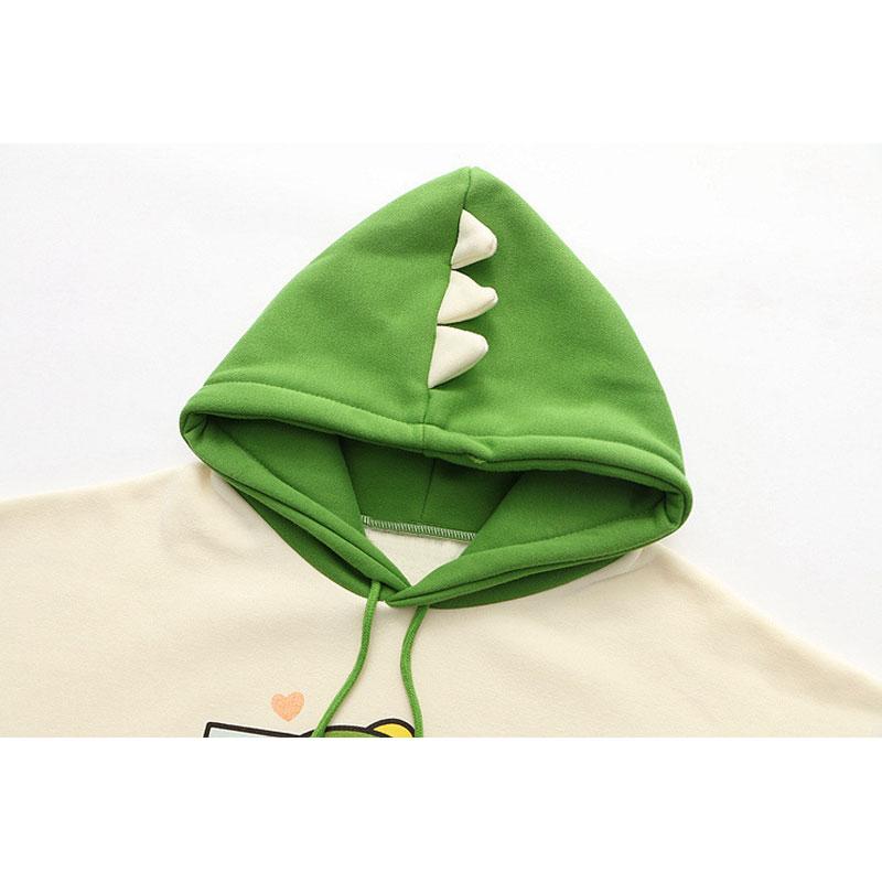 Dinosaur color block discount long sleeve hoodie