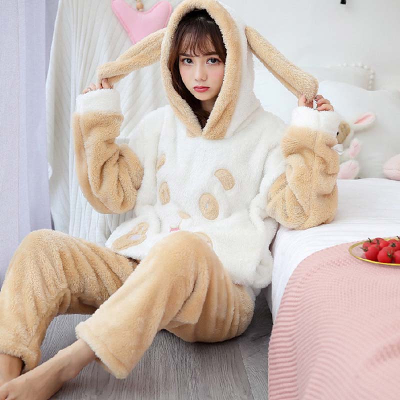 Fluffy Brown Bunny Adults Pyjama 1-Piece Set – Kawaiies