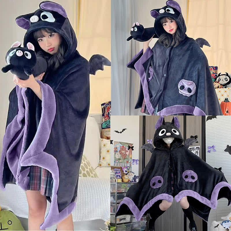 Cartoon Bat Wearable Hooded Blanket