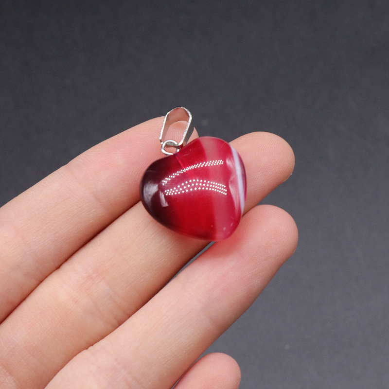 20MM Natural Agate Heart Stone Pendants for Making Jewelry Necklace Earrings Bracelets