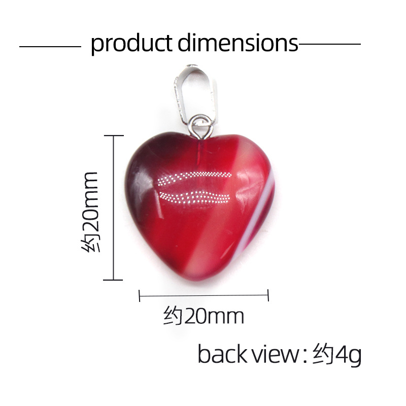 20MM Natural Agate Heart Stone Pendants for Making Jewelry Necklace Earrings Bracelets