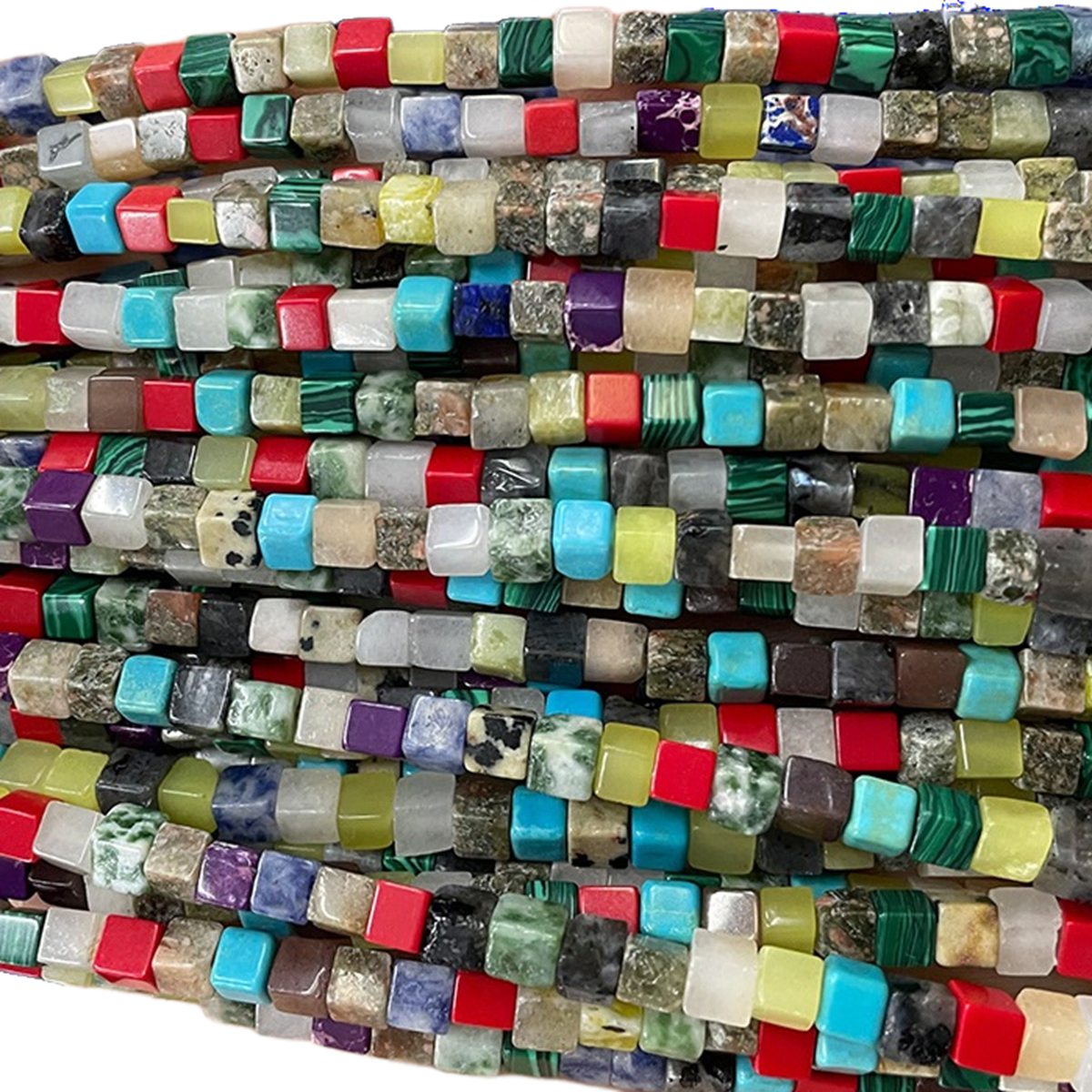 4MM Loose Natural Gemstone Cube Beads for Making Jewelry  (Approx 88PCS/Strand)