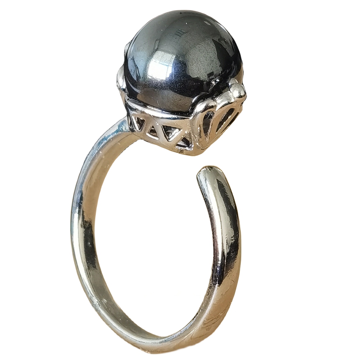 Silver Women 10MM Stone Balls Rings Adjustable SR0190S