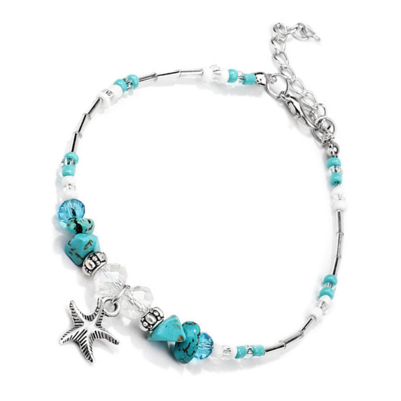 Turquoise Anklet Charm Beads Sea Handmade Boho Foot Jewelry for Women Girl