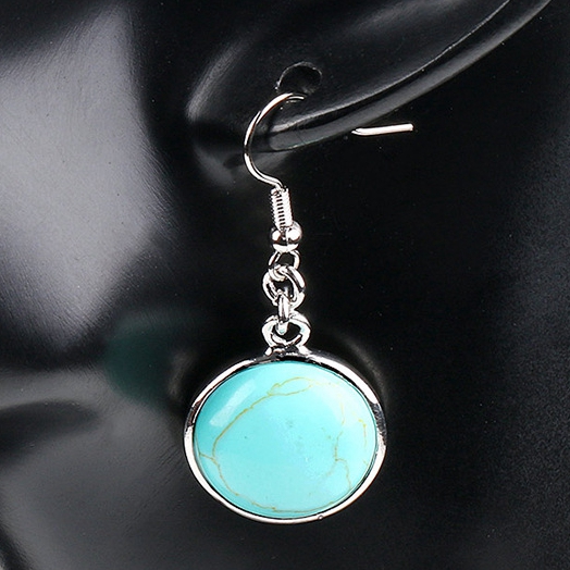 Fashion Disc Gemstone Dangle Earrings for women Girl