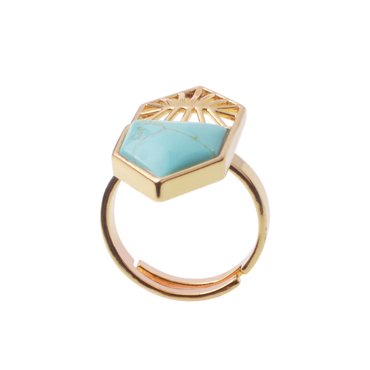 Gold Shield Gemstone Ring for Women Men 