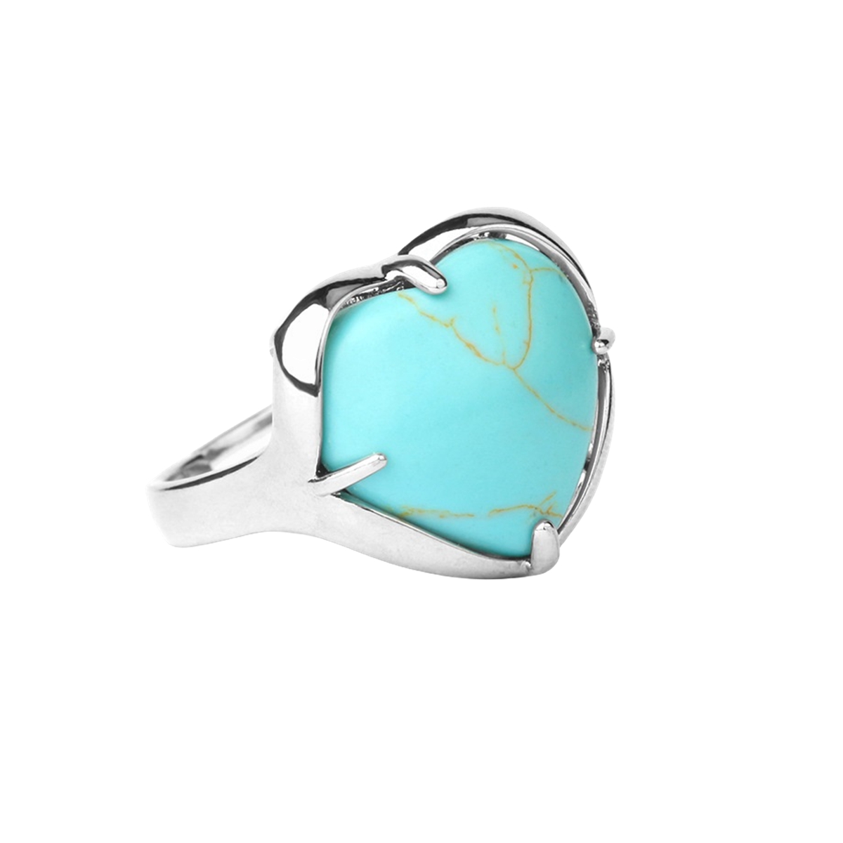 Silver Heart Stone Rings for Women Men Adjustable  SR0141S