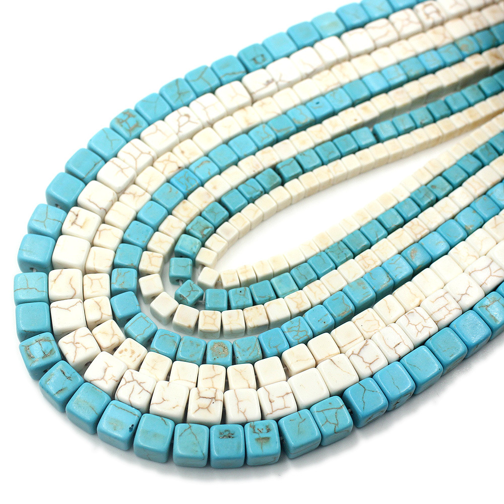Loose Syn.Turquoise Cube Beads for Making Jewelry 