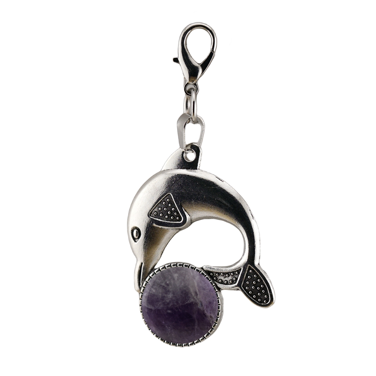 Natural Stone Dolphin Charm Pendant Dangle Charms with Lobster Clasps