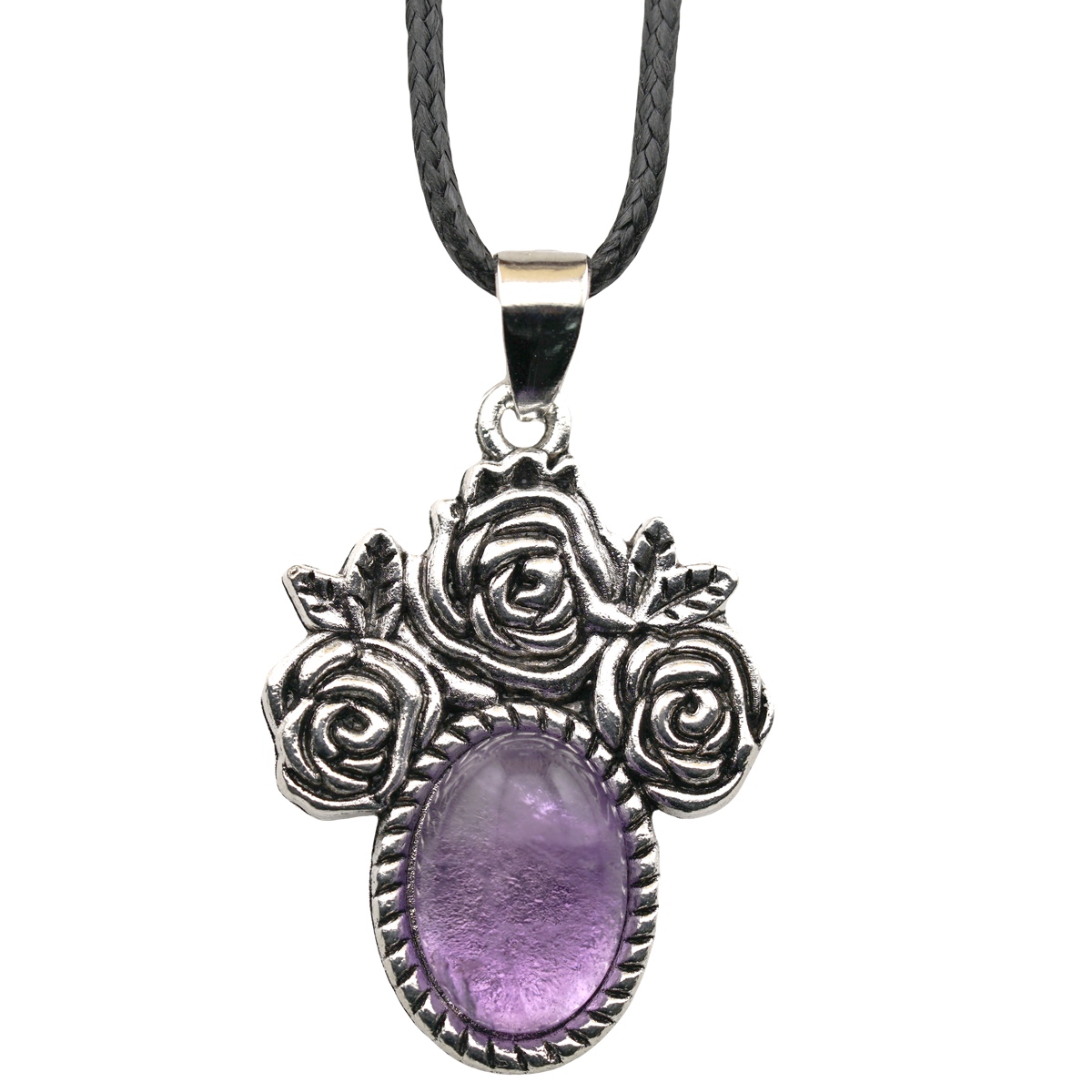 Silver Rose Flower Gemstone Pendant for Making Jewelry  10x14MM Stone Cabs