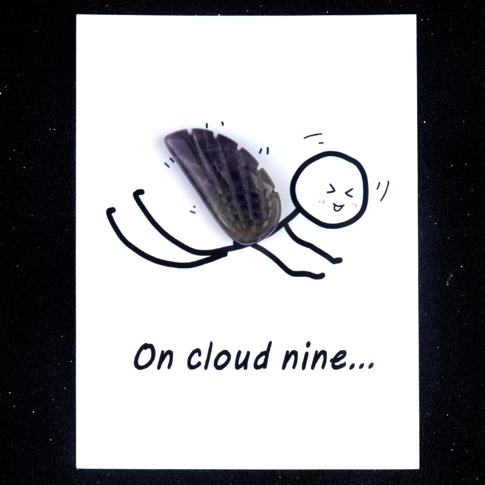 Handmade Craved Gemstone Wing Pendant SP0677-16X30MM Card Packing