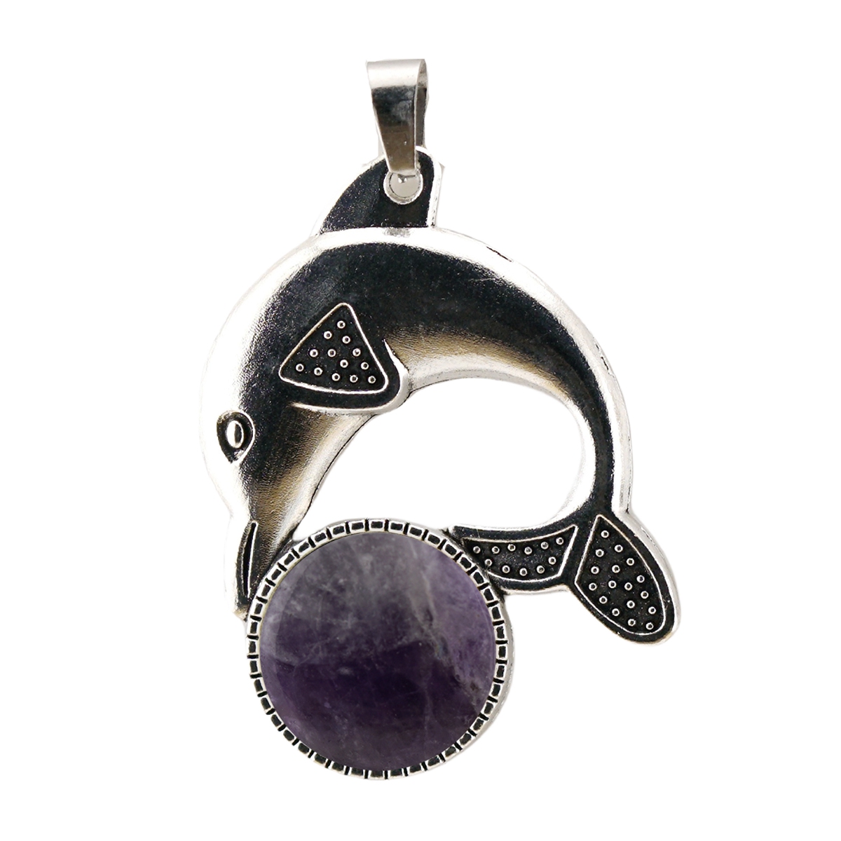 Silver Alloy Dolphin Gemstone Pendant for Jewelry Making Necklace Earrings