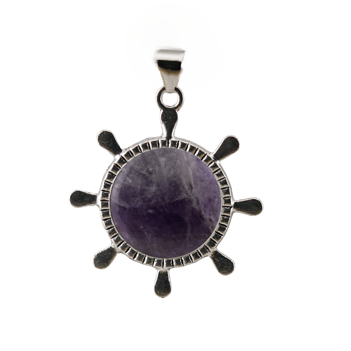 Silver Alloy Rudder Gemstone Pendant for Making Jewelry with 20MM Stone Cabs Steering wheel