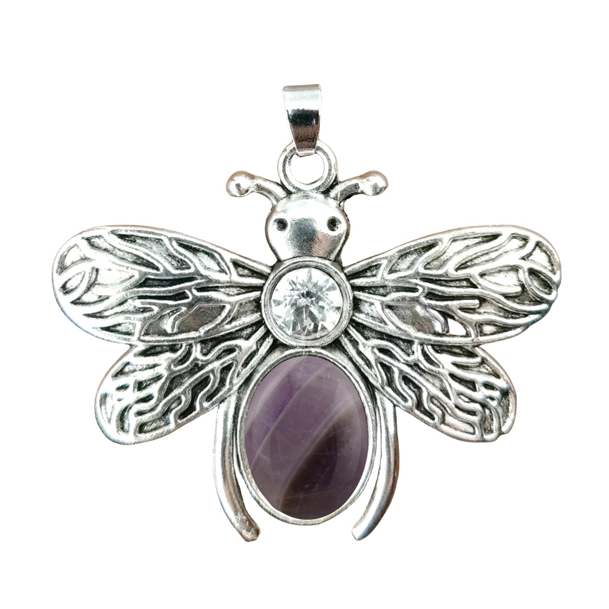 Silver Bee Gemstone Pendant for Making Jewelry 12x16MM Stone Cabs Animal 