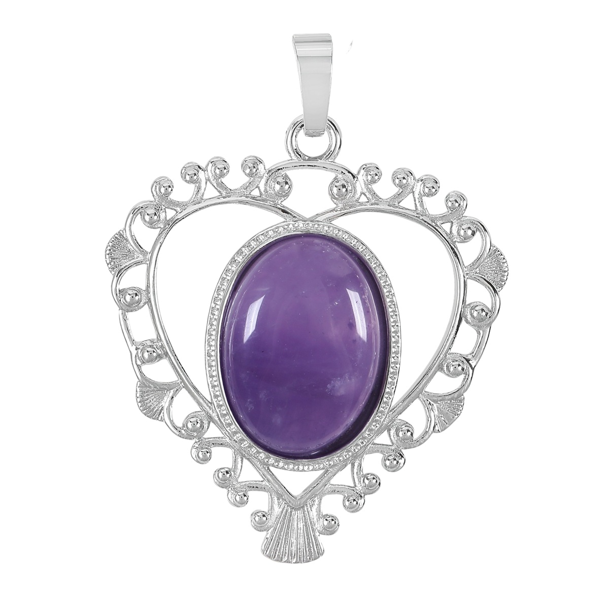 Silver Love Heart Pendant 35x46mm for Making jewelry necklace with 15x18MM natural Gemstone CABs