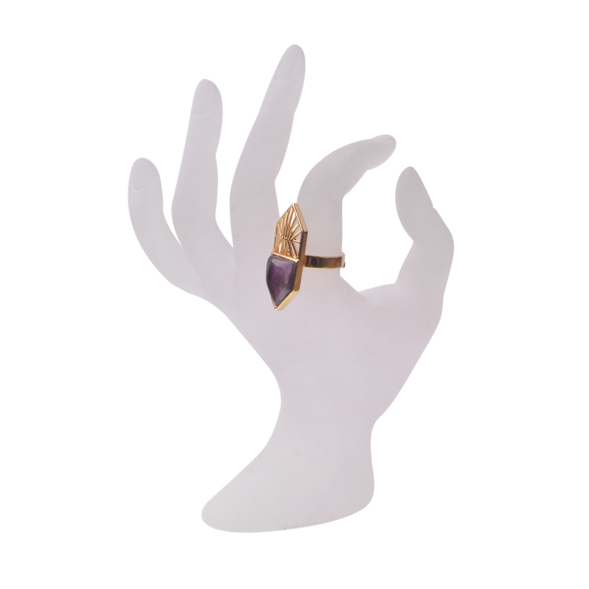 Gold Shield Gemstone Ring for Women Men 