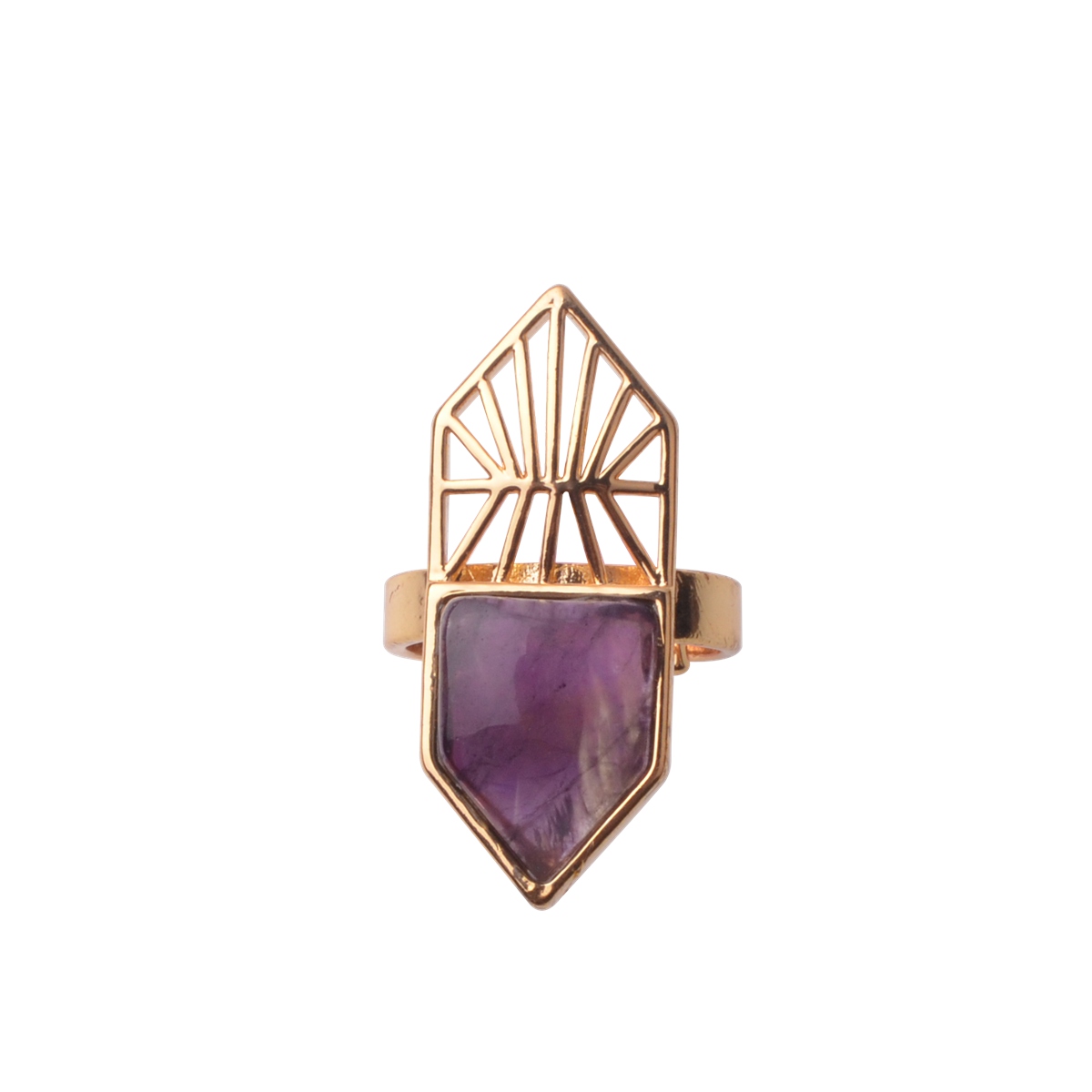 Gold Shield Gemstone Ring for Women Men 