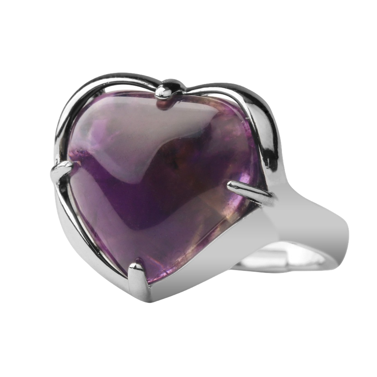 Silver Heart Stone Rings for Women Men Adjustable  SR0141S