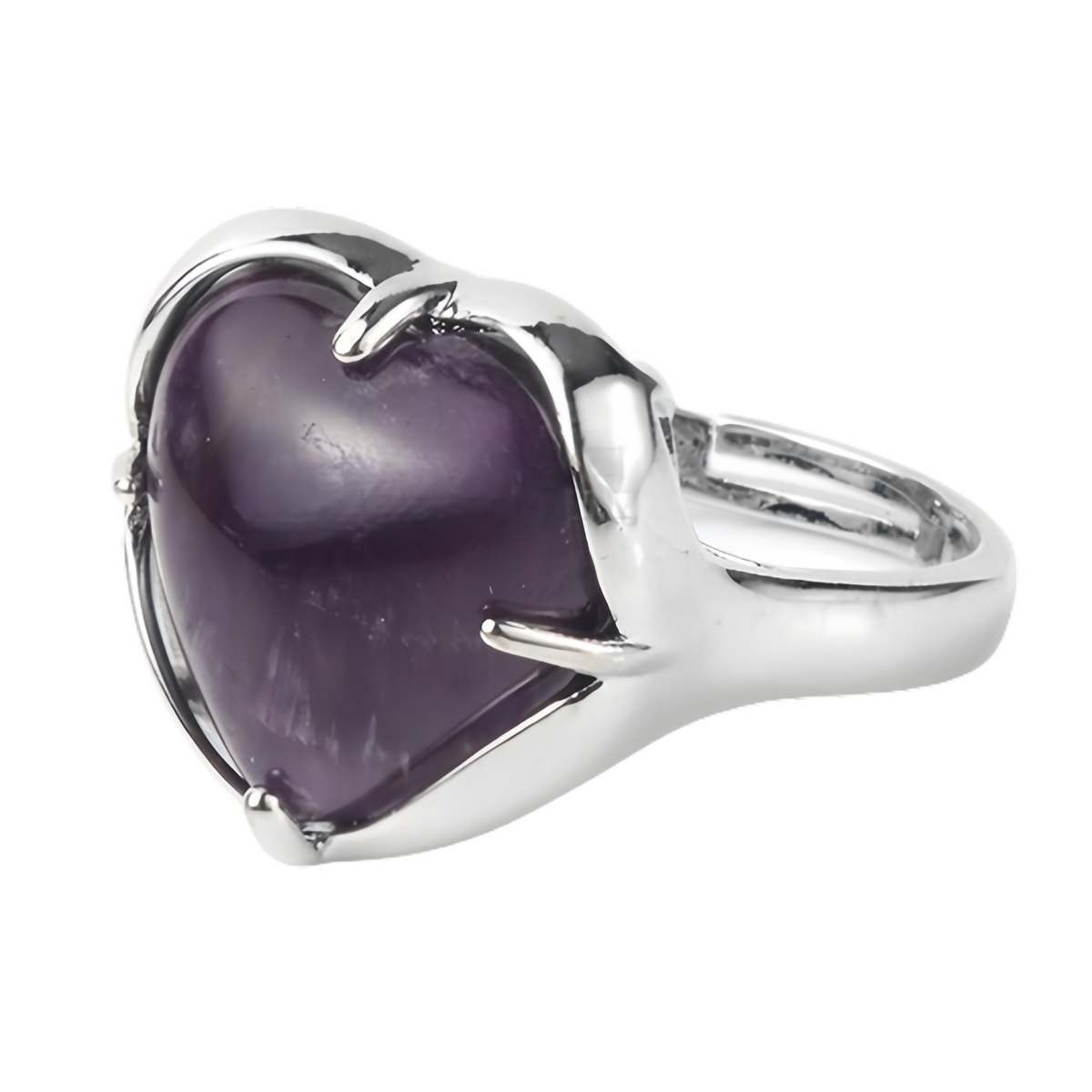 Silver Heart Stone Rings for Women Men Adjustable  SR0141S