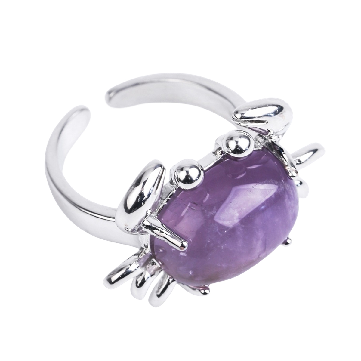 Silver Crab Stone Rings for Women Men Adjustable SR0146S
