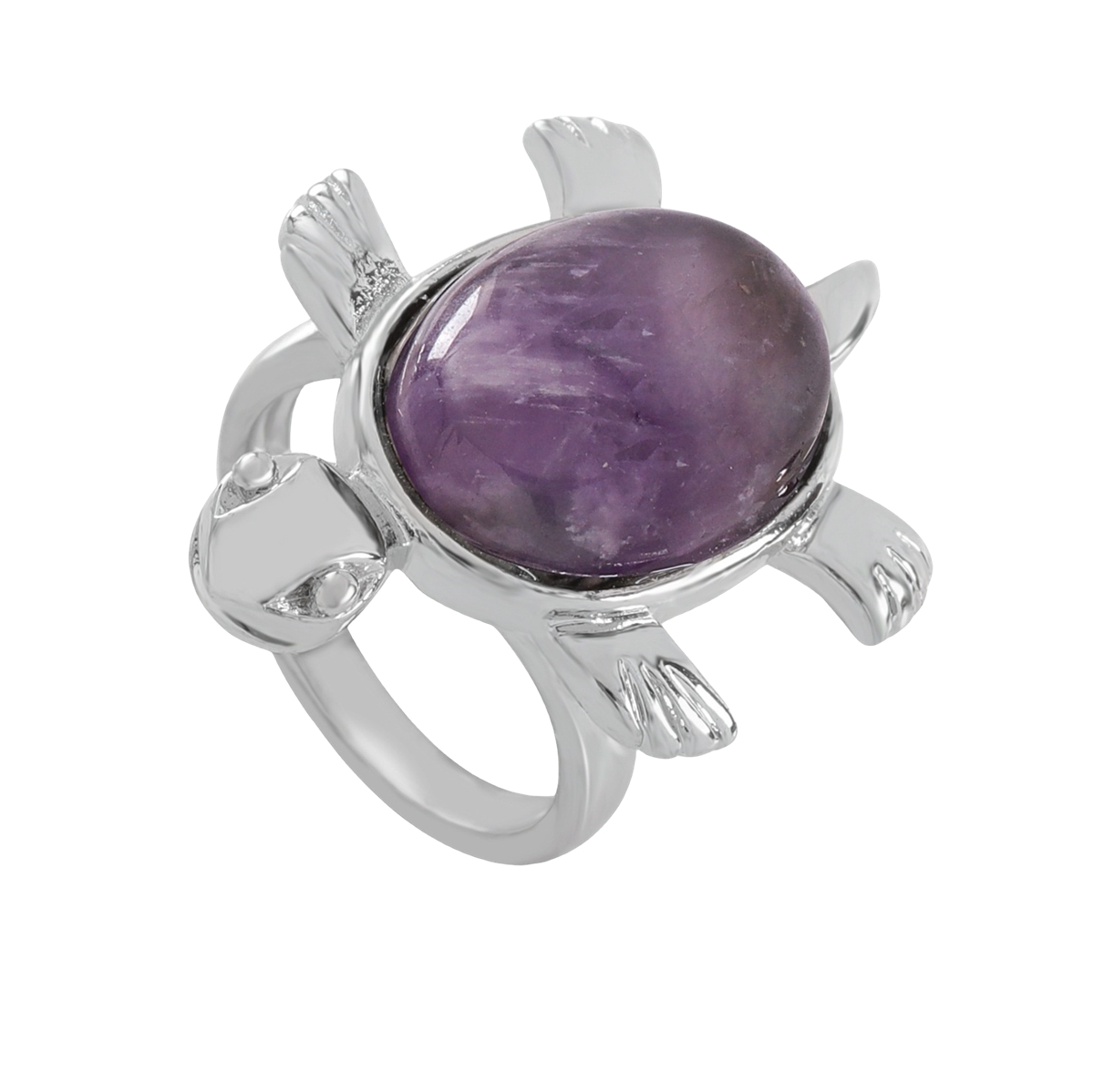 Silver Turtle & Tortoise Stone Rings for Women Men Adjustable  SR0148S