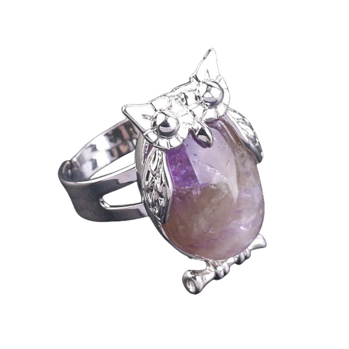 Silver Owl Stone Rings for Women Men Adjustable SR0151S