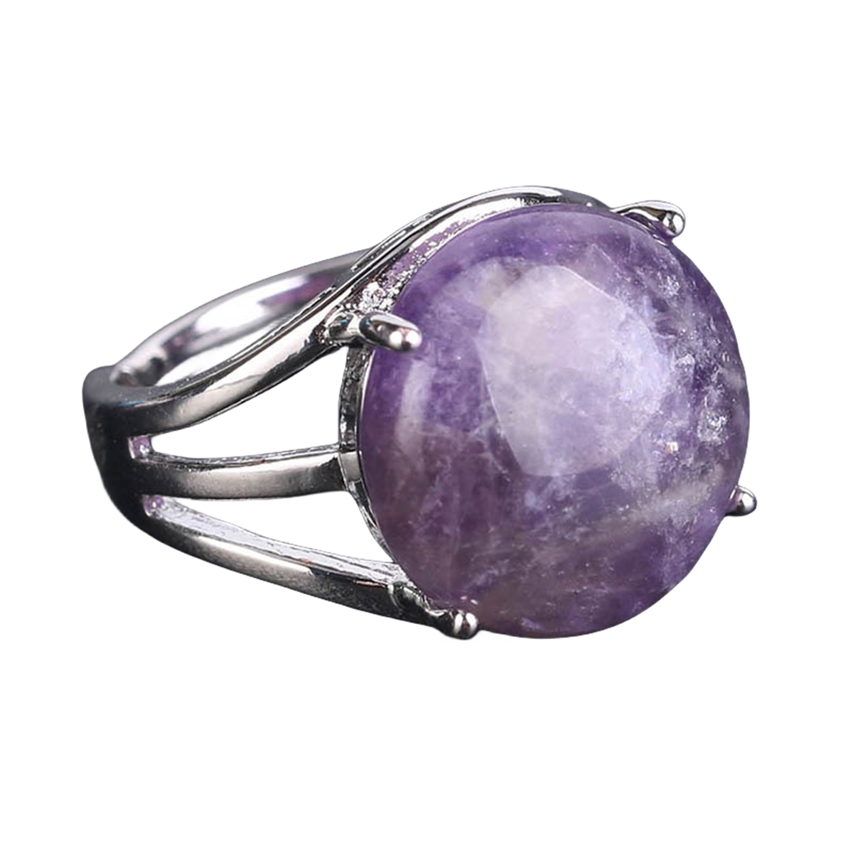 Silver 16MM CAB Stone Rings for Women Men Adjustable SR0152S