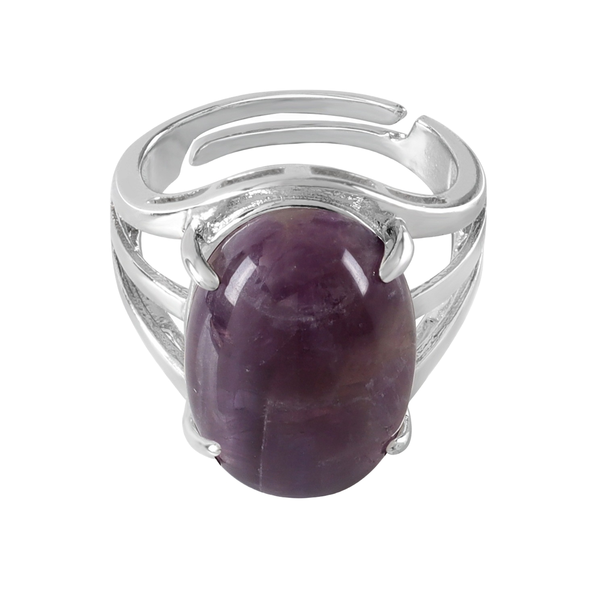 Silver Stone Rings for Women Men Adjustable  SR0154S 13X18MM Gemstone CAB