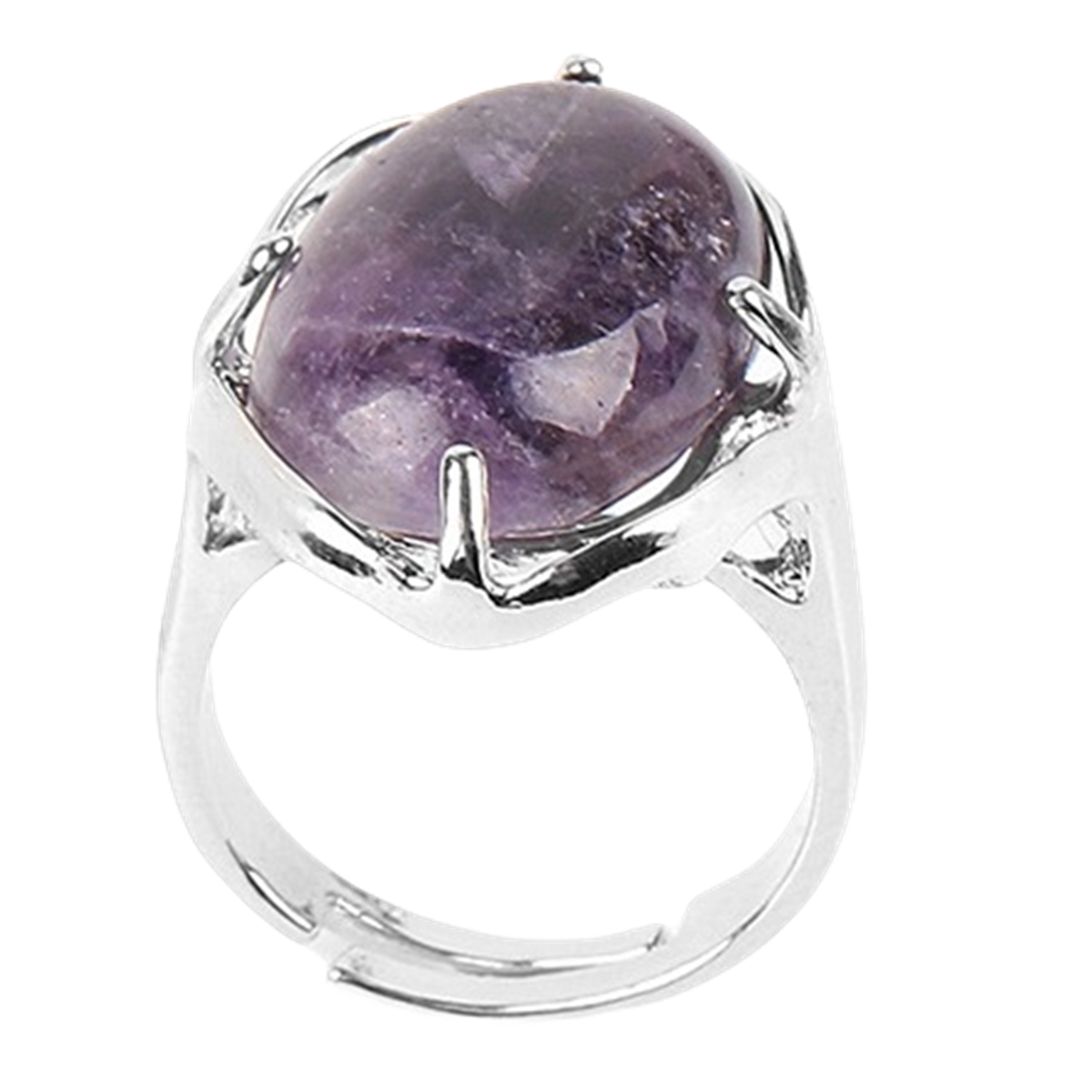 Silver Stone Rings for Women Men Adjustable 13X18MM Oval Gemstone CAB SR0156S 