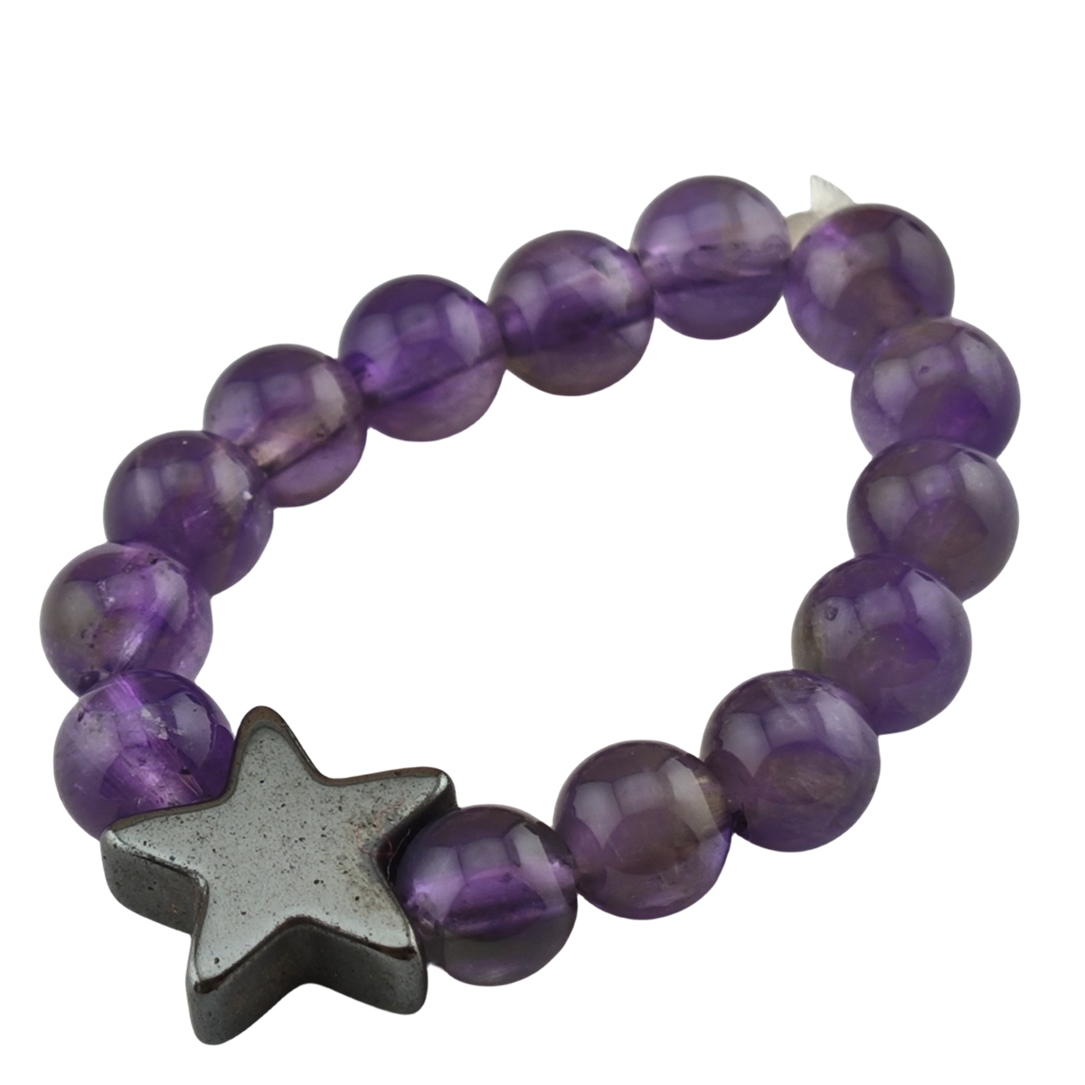 Natural Stone 4MM Round Beads Hematite Stars Stretch Rings SR0169B