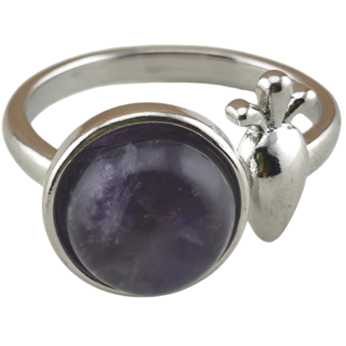 Silver Carrot Stone Rings for Women Men Adjustable 10MM Round Gemstone CAB SR0173S