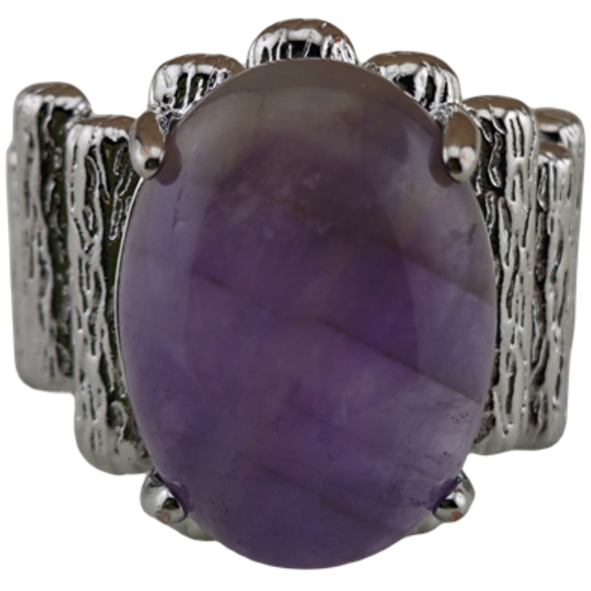 Silver Stone Rings for Women Men Adjustable 13x18MM Horse Eye Gemstone CAB SR0177S