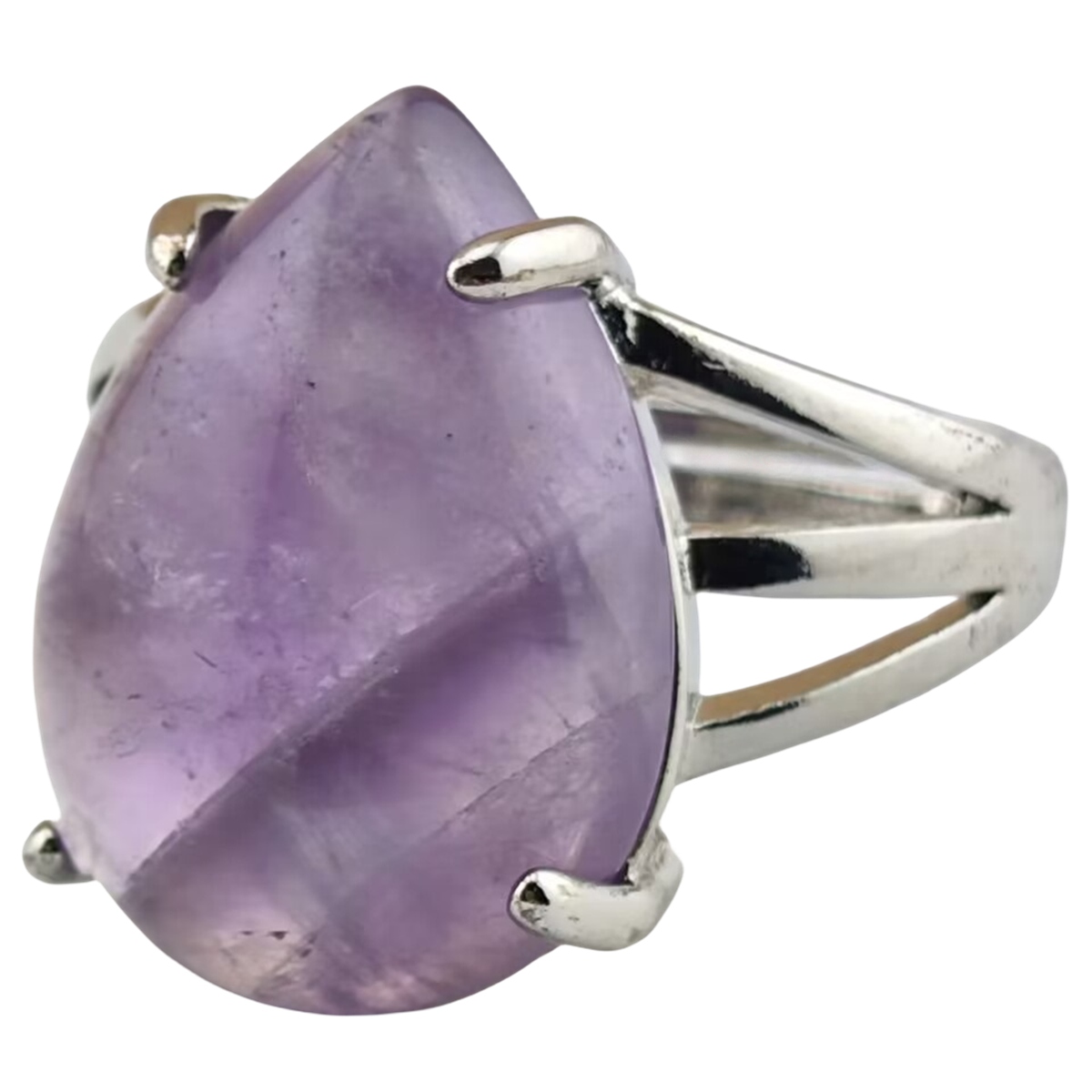 Silver Stone Rings for Women Men Adjustable 13x18MM Teardrop Gemstone Cabochons SR0185S