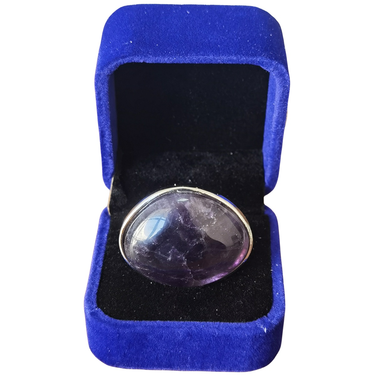 Silver Women Stone Rings Adjustable 25X30MM Gemstone Cabochons SR0188S