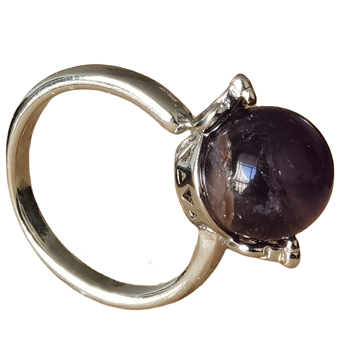 Silver Women 10MM Stone Balls Rings Adjustable SR0190S