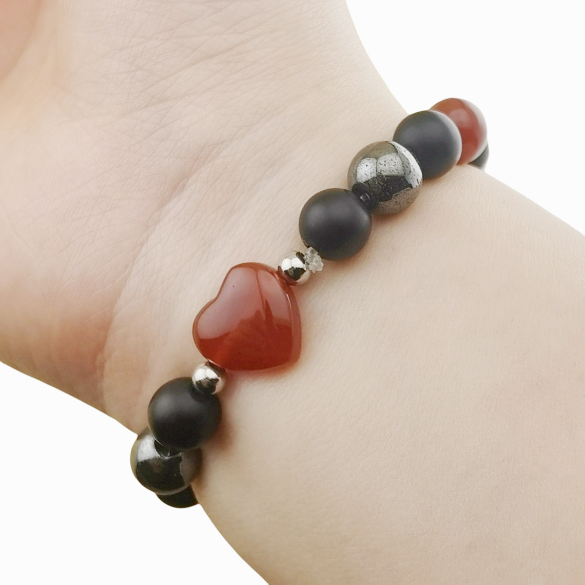 Healing Chakra Heart Stone Bracelet 8mm Beads Stretch Bangle Jewelry for Women