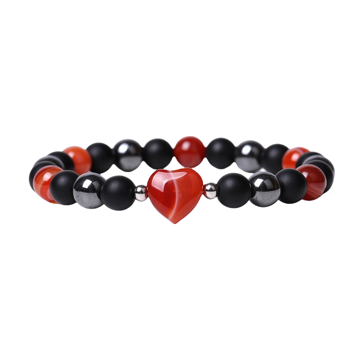 Healing Chakra Heart Stone Bracelet 8mm Beads Stretch Bangle Jewelry for Women